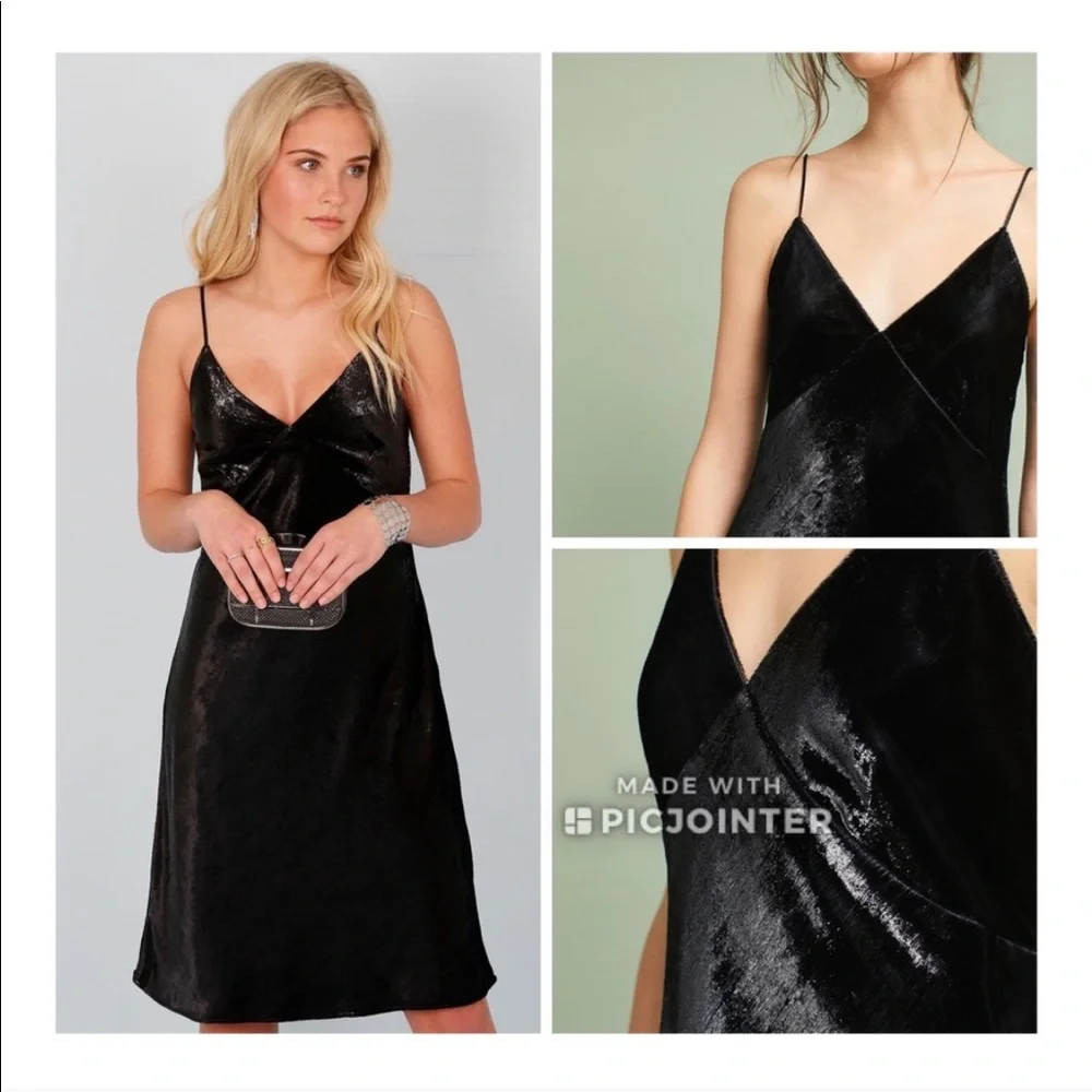 Bailey 44 Mira Velvet Wrap Dress S Silver Black Slip Anthropologie Duochrome